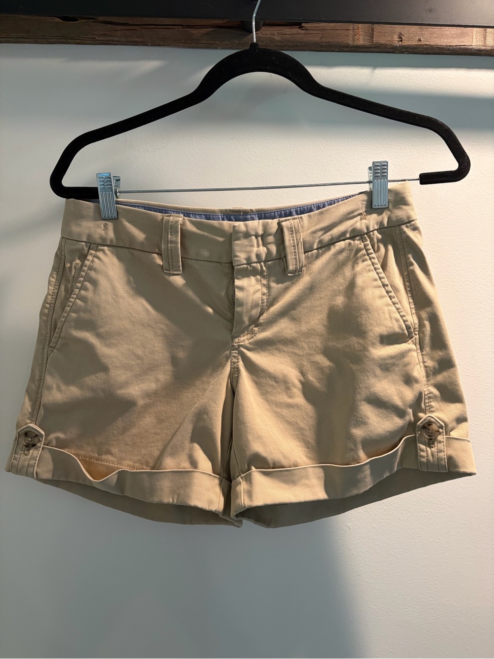 Banana Republic Tan Cotton Blend Roll-Cuff Shorts